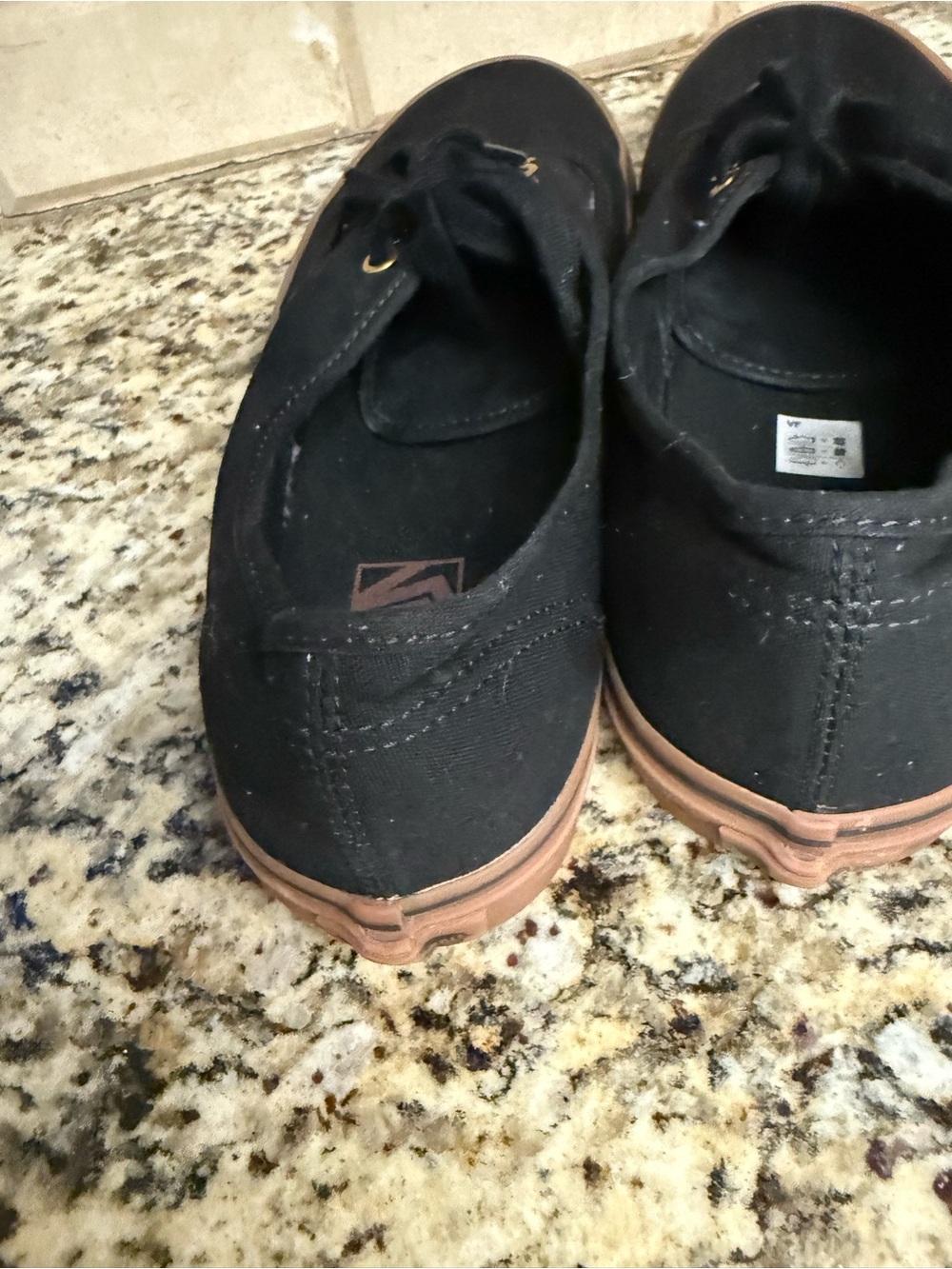 Vans Black Canvas Low-Top Sneakers with Brown Sole - Picture 4 of 6